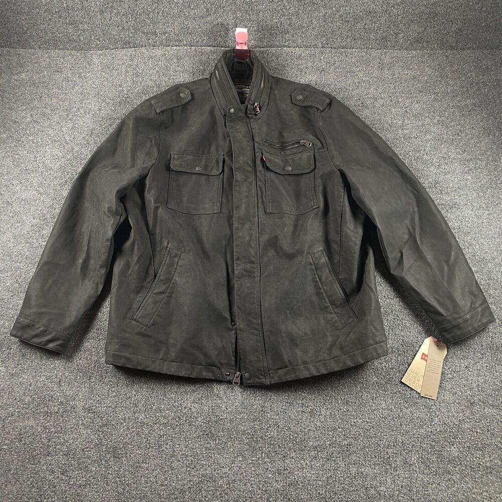 Levi's Black Faux Leather Jacket Men Size XXL 2XL NWT